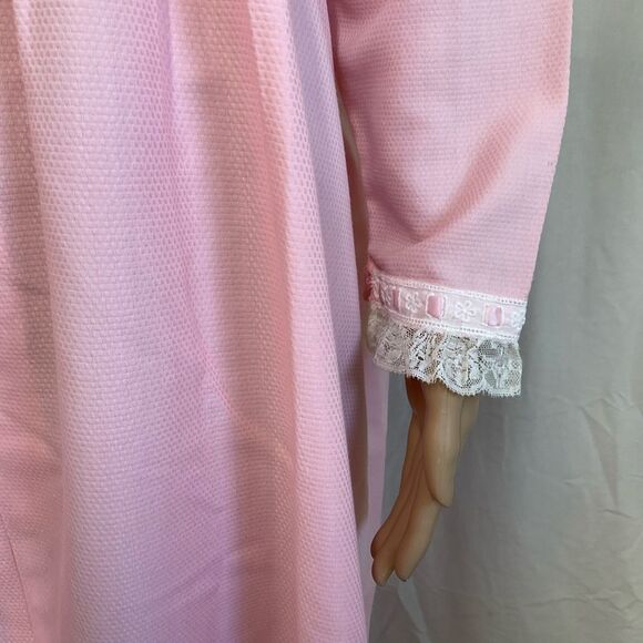 CasaBella Pink Lace Trim Full Zip Long Sleeve Night Gown Pajama Robe Dress XL - Picture 7 of 15